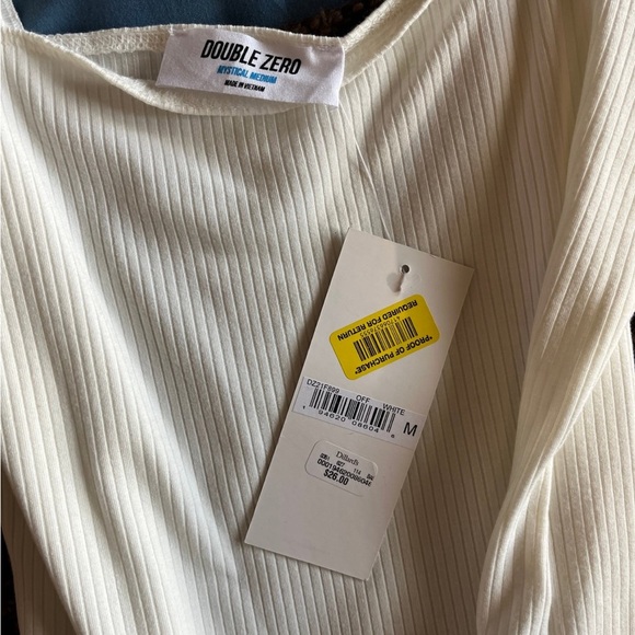 White Ribbed Bodysuit with Ruffle Straps - Picture 3 of 3